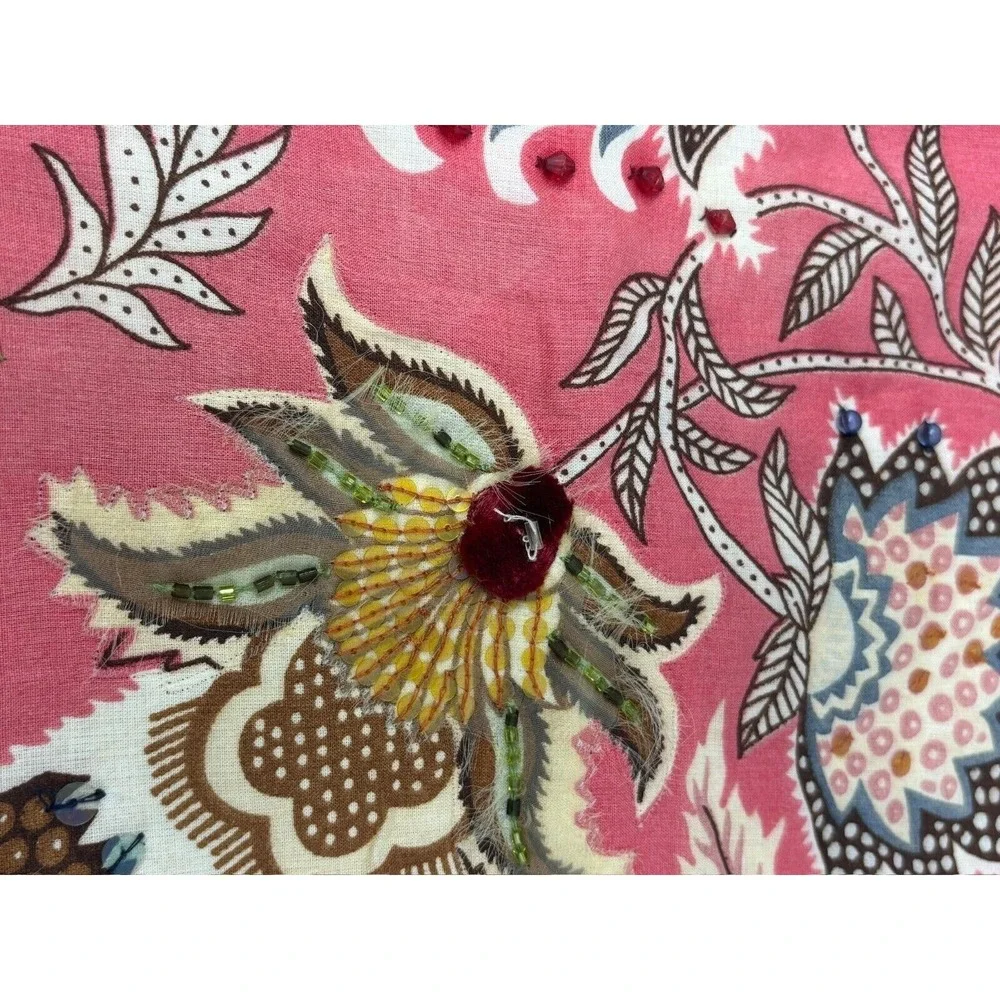Pier 1‎ Imports Scroll Bloom Moss Red Floral (1) Square Throw Pillow Cover 17